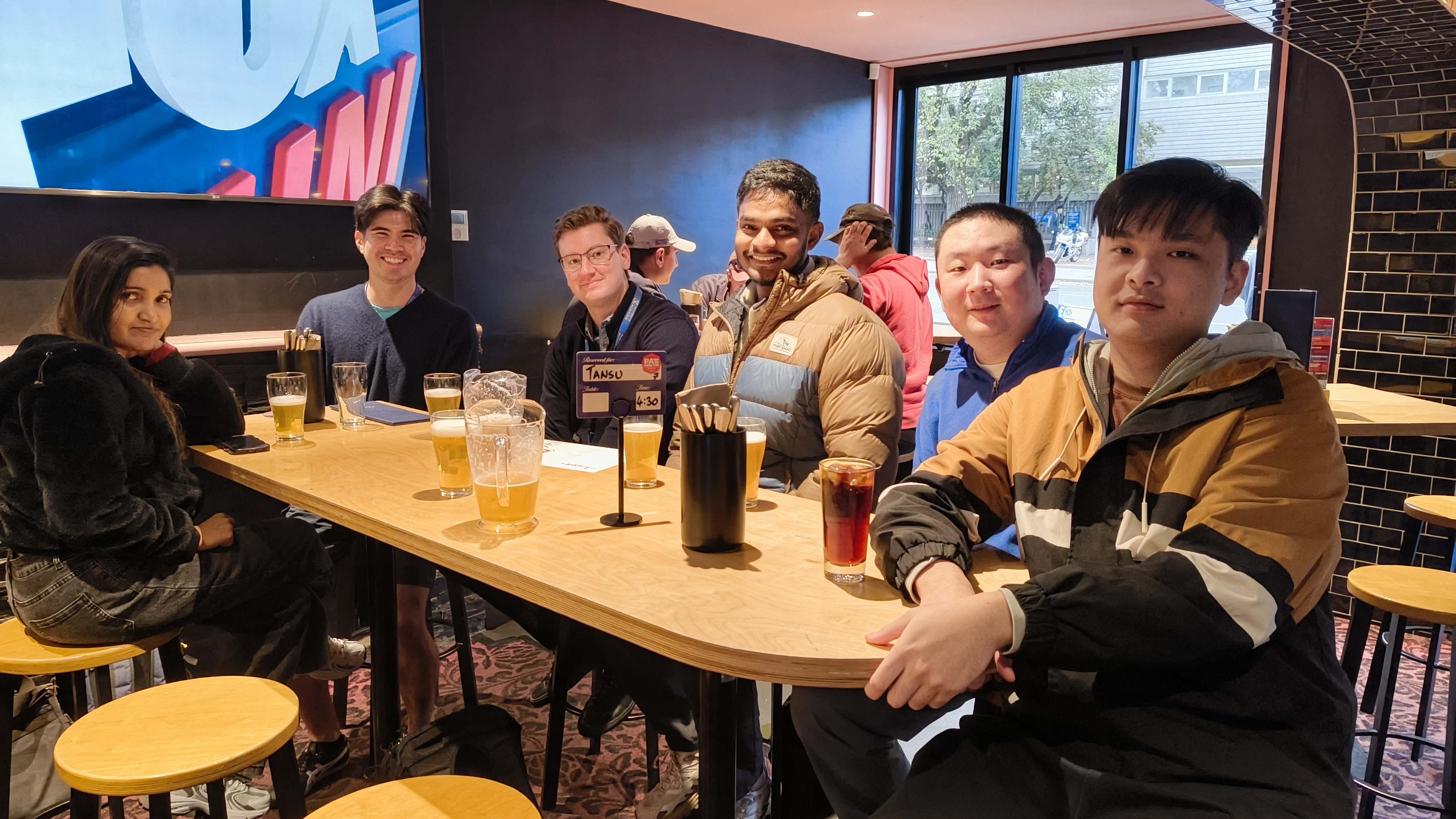 Beers with Takuma, Dilki, Hevish, Tiancheng, and Patrick in Melbourne. 2026